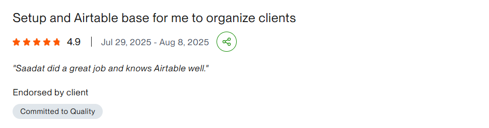 Upwork review — Shopify Order Management
